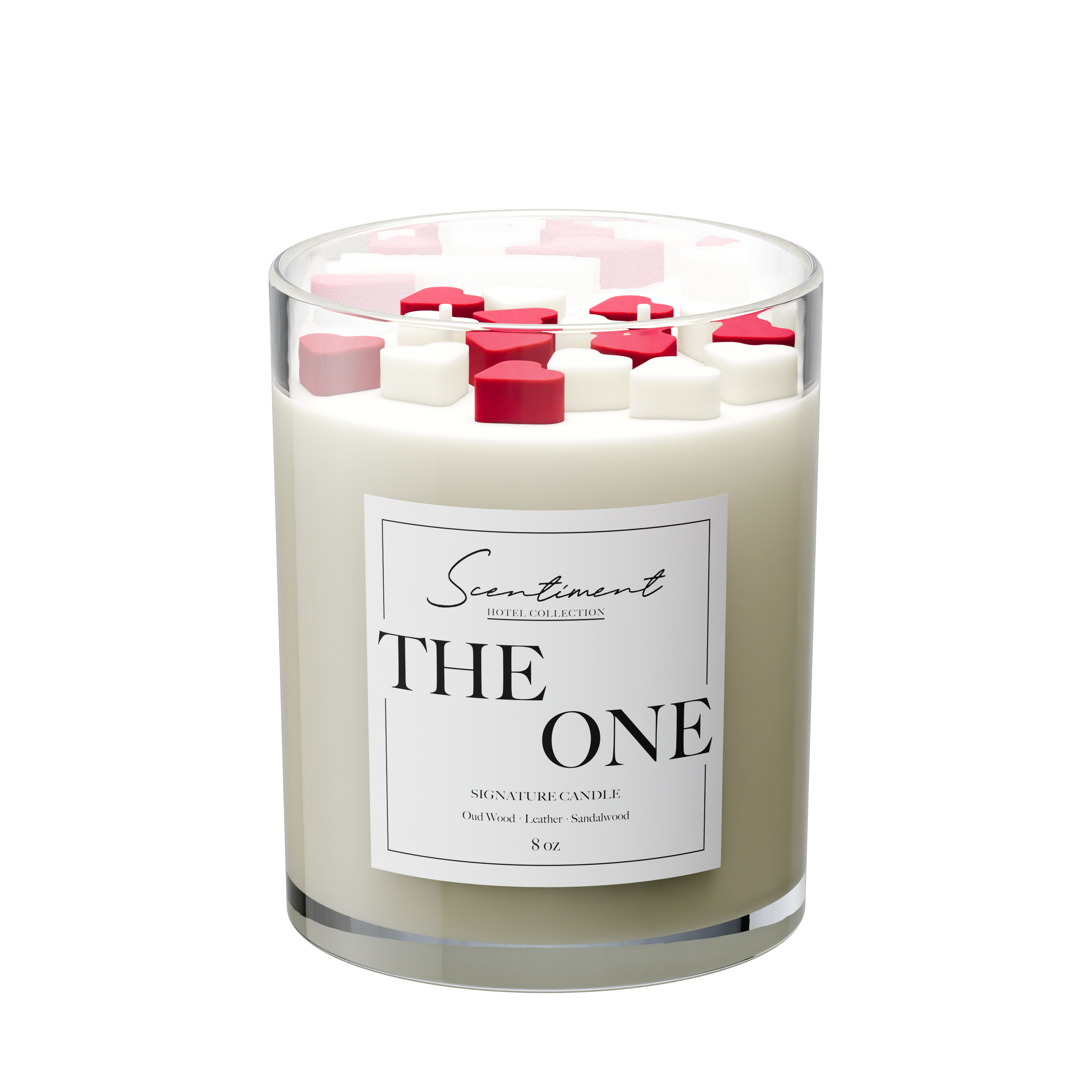 The One 8oz Candle with the notes of Cardamom, Leather, Lemon