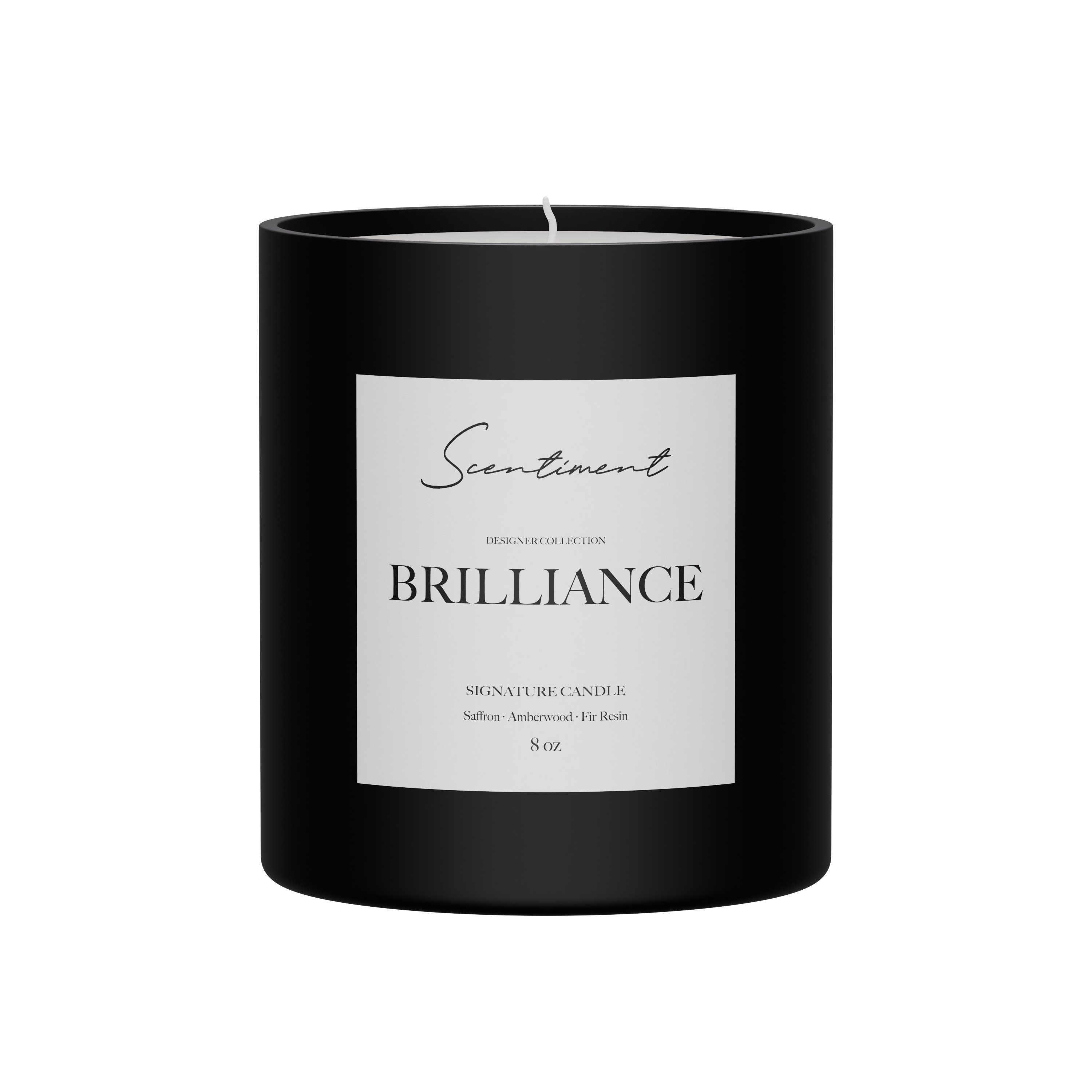 Brilliance Candle 8oz with notes of Saffron, Amberwood, Fir Resin