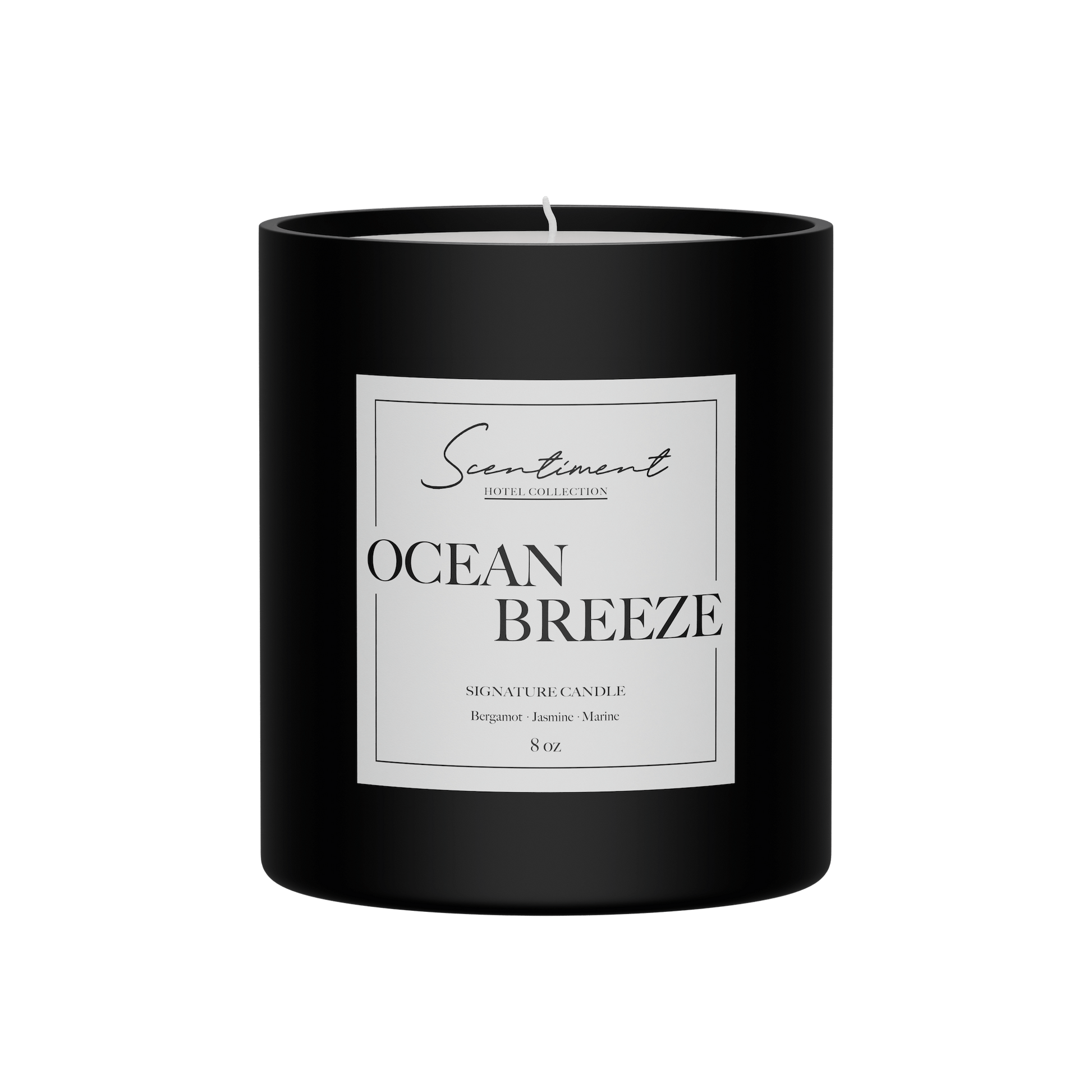 Ocean Breeze Candle 8oz Signature Candle with notes of Bergamot, Lemon, Jasmine, Marine, Amber, Musk