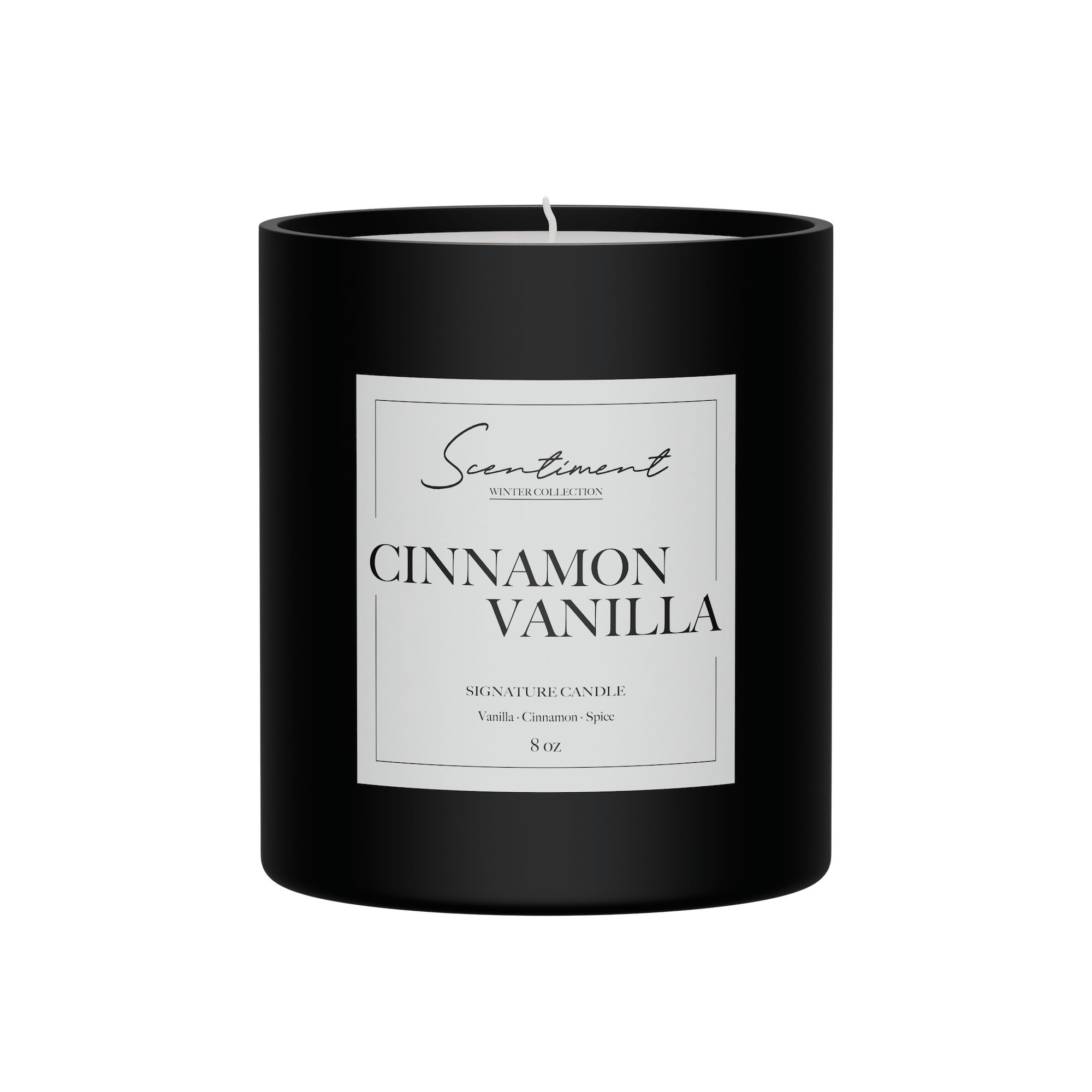 Cinnamon Vanilla Candle 8oz with notes of Cinnamon, Vanilla, Spice