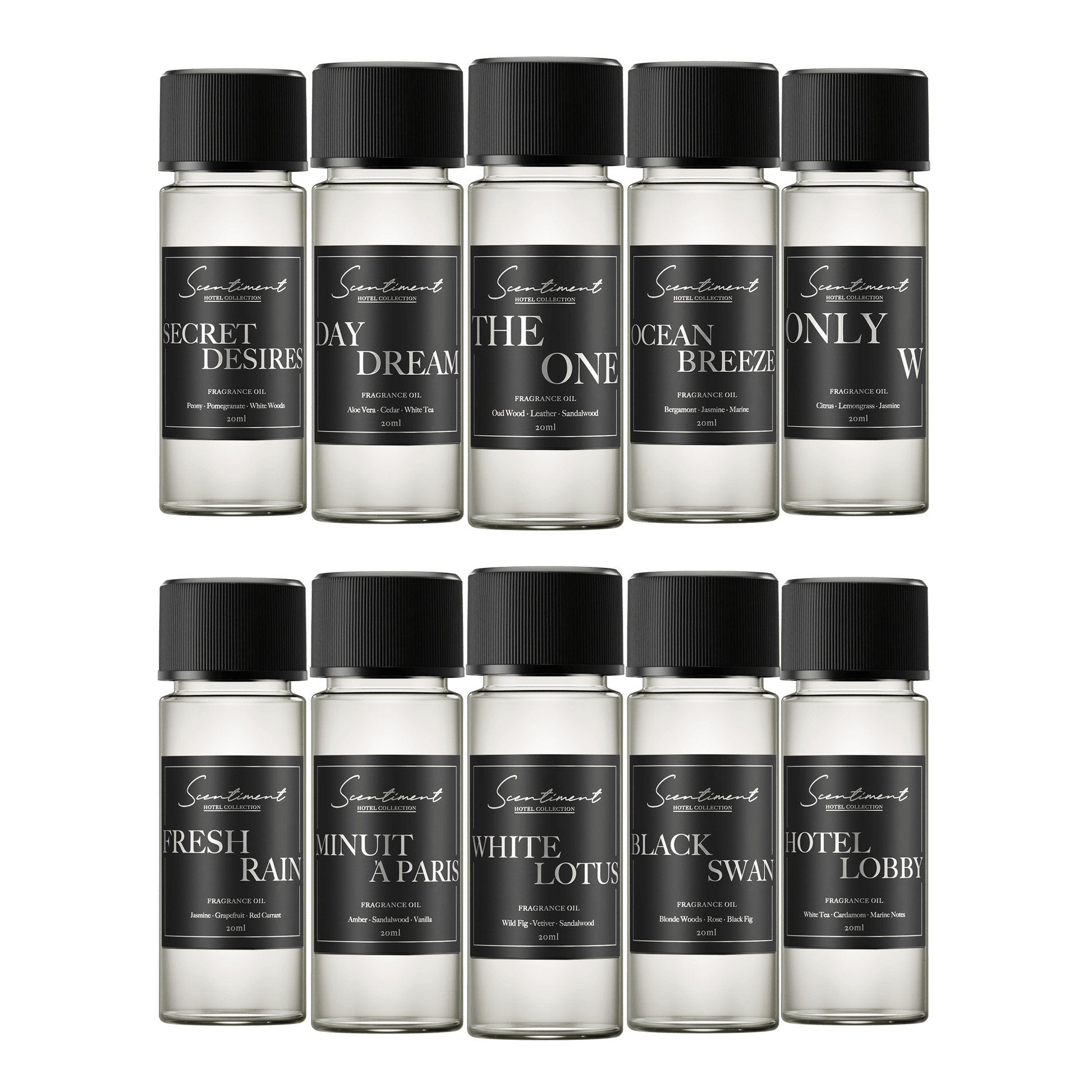 Hotel Collection Samples – Top 10 Hotel Fragrance Oil  inspired by 1 Hotel®, Ritz Carlton®, Westin®, W®, ARIA® & 5 more.