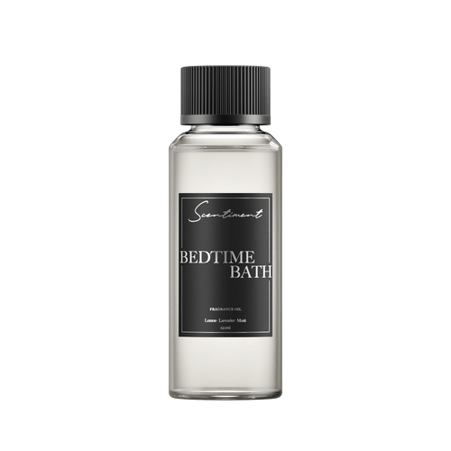 Bedtime Bath Fragrance Oil, with notes of Lemon, Lavender, and Musk.