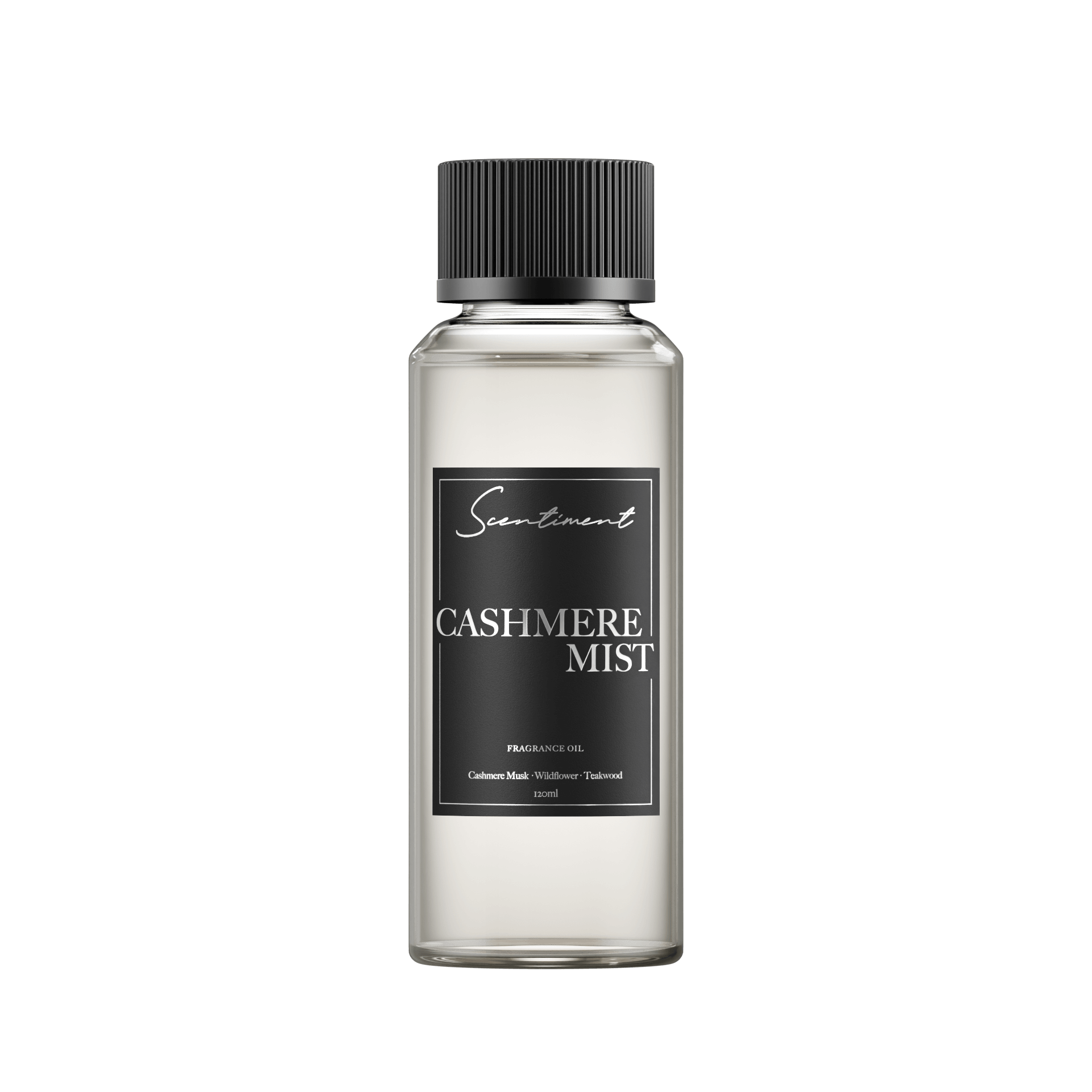 Cashmere Mist 120 ml Fragrance Oil with notes of Crisp Cypress, Tree Moss, Wildflower, Cashmere Musk, Sweet Earth, Teakwood