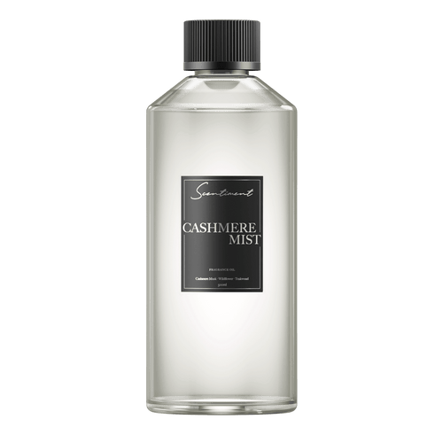 Cashmere Mist 500 ml Fragrance Oil with notes of Crisp Cypress, Tree Moss, Wildflower, Cashmere Musk, Sweet Earth, Teakwood