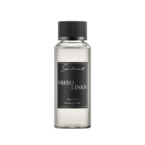 Fresh Linen 120ml Fragrance Oil with the notes of Lemon, Lime, Jasmine, Cotton Blossom, Sheer Musk, Blonde Woods