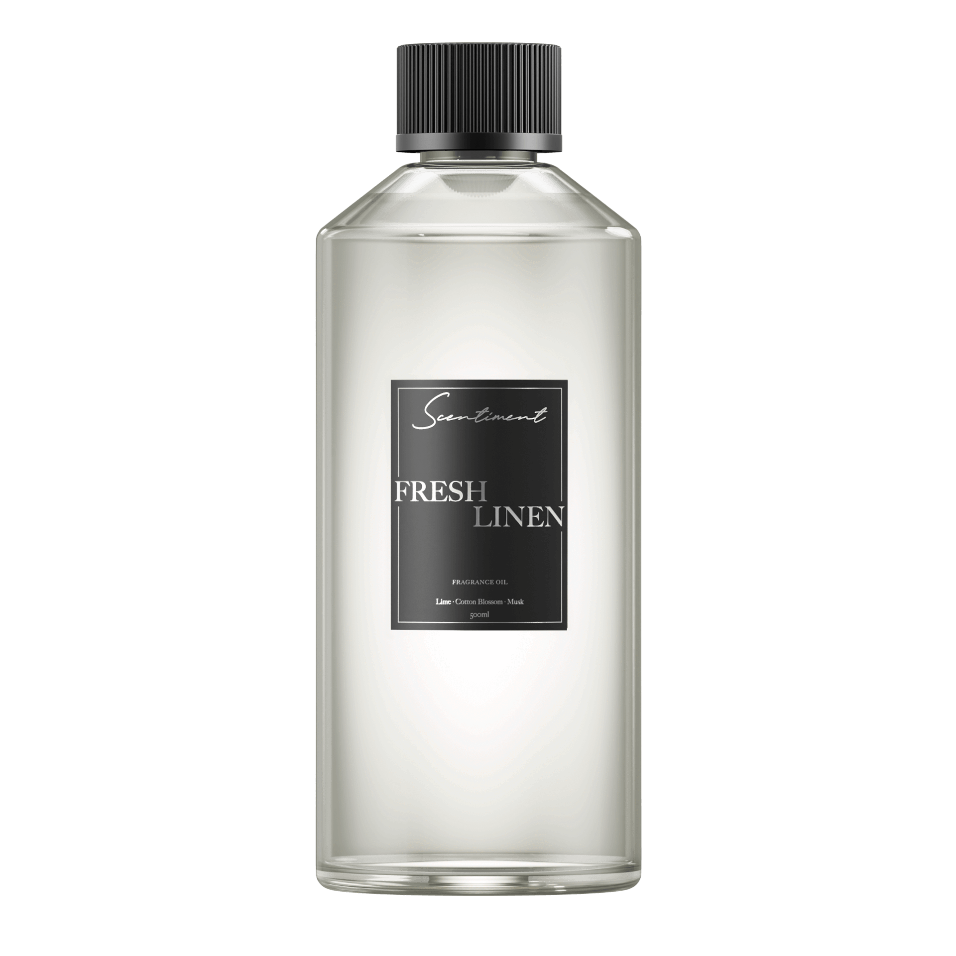 Fresh Linen 500ml Fragrance Oil with the notes of Lemon, Lime, Jasmine, Cotton Blossom, Sheer Musk, Blonde Woods