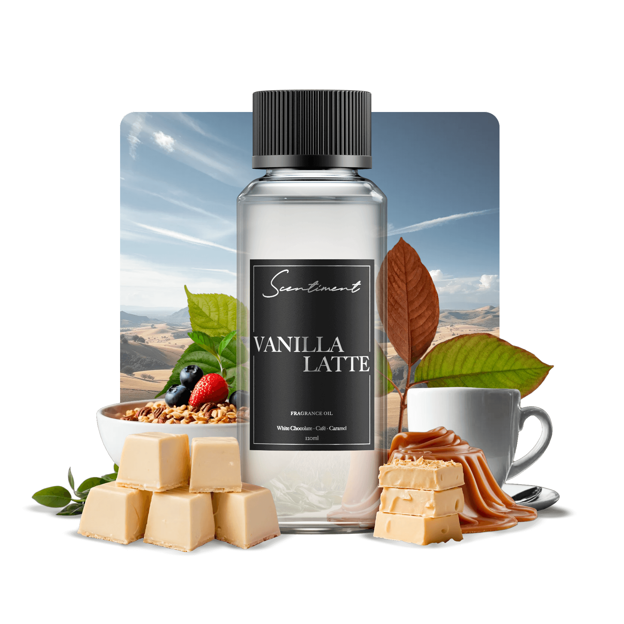 Vanilla Latte Fragrance Oil with notes of White Chocolate, Cafe au Lait, Caramel