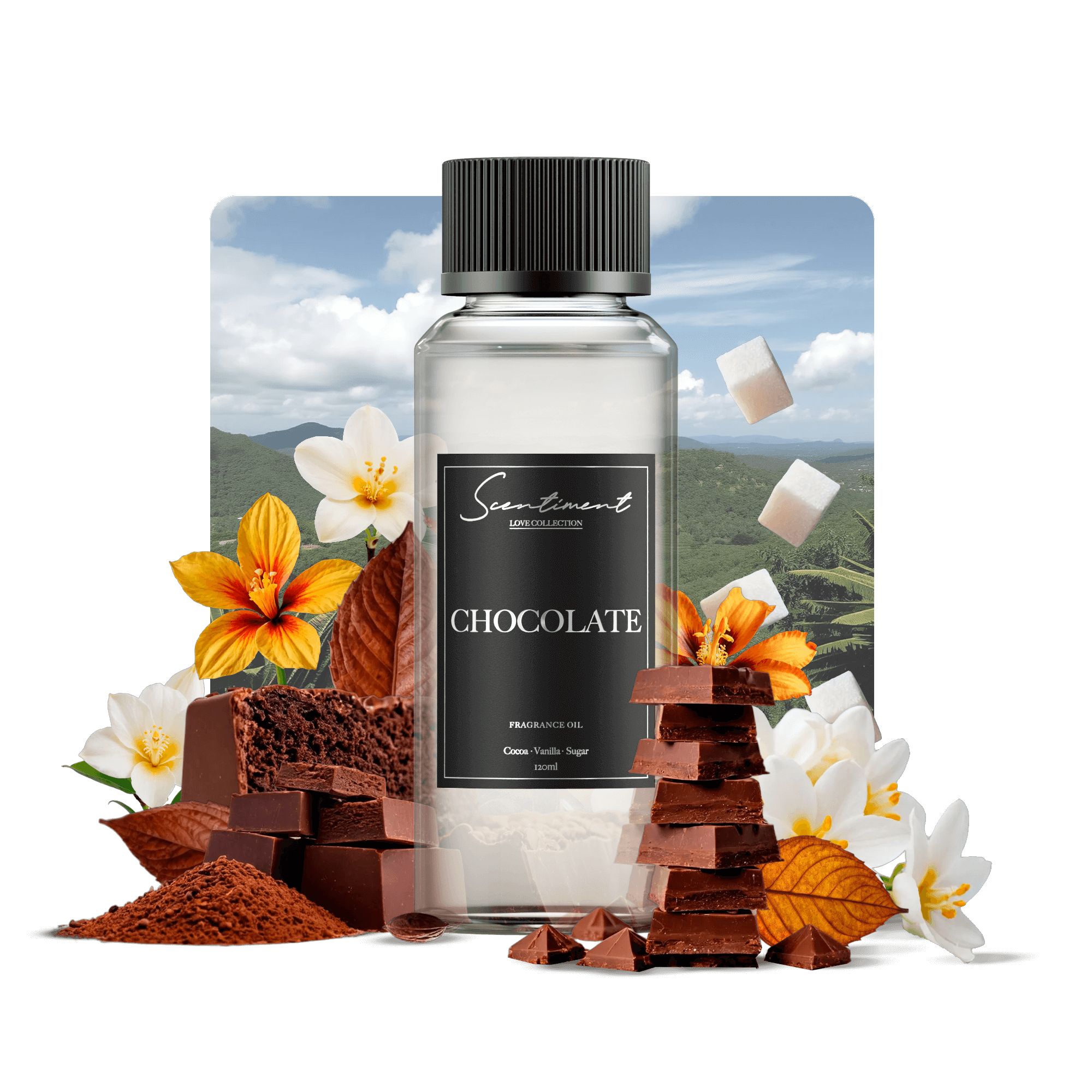 Chocolate Fragrance Oil with notes of Cocoa, Vanilla, Sugar