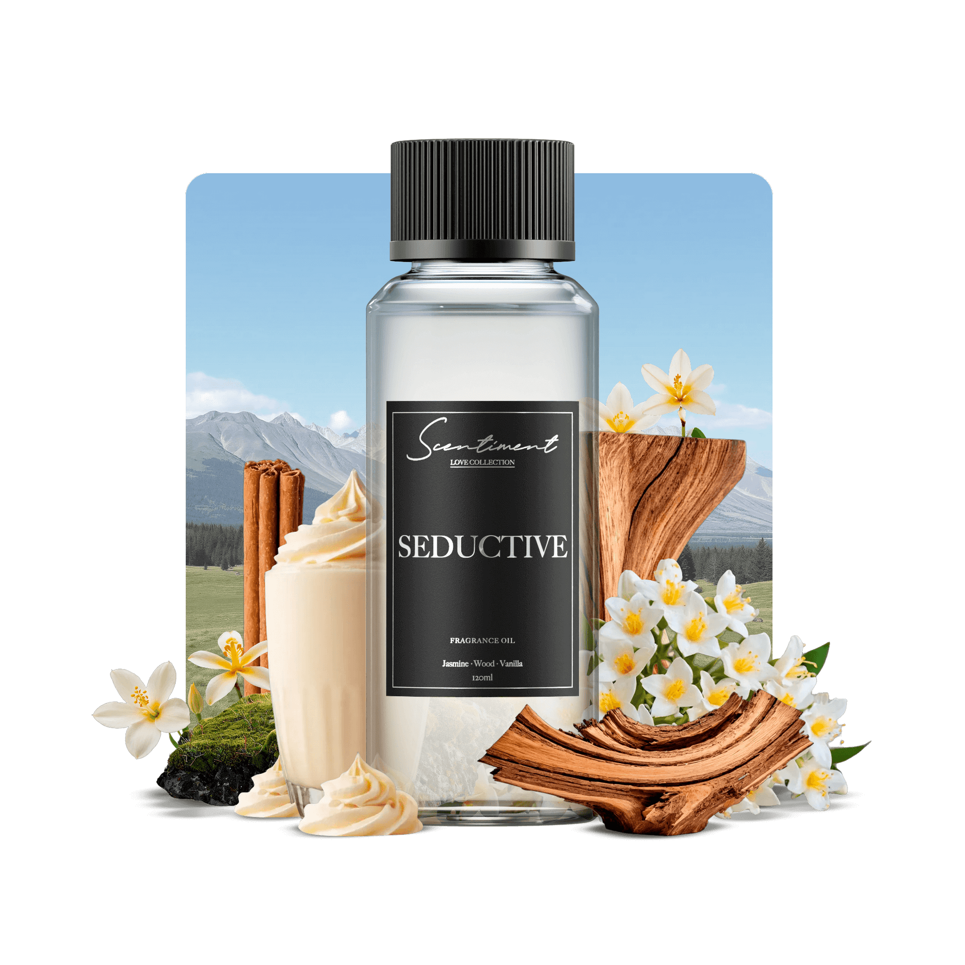 Seductive Fragrance Oil with notes of Jasmine, Wood, Vanilla