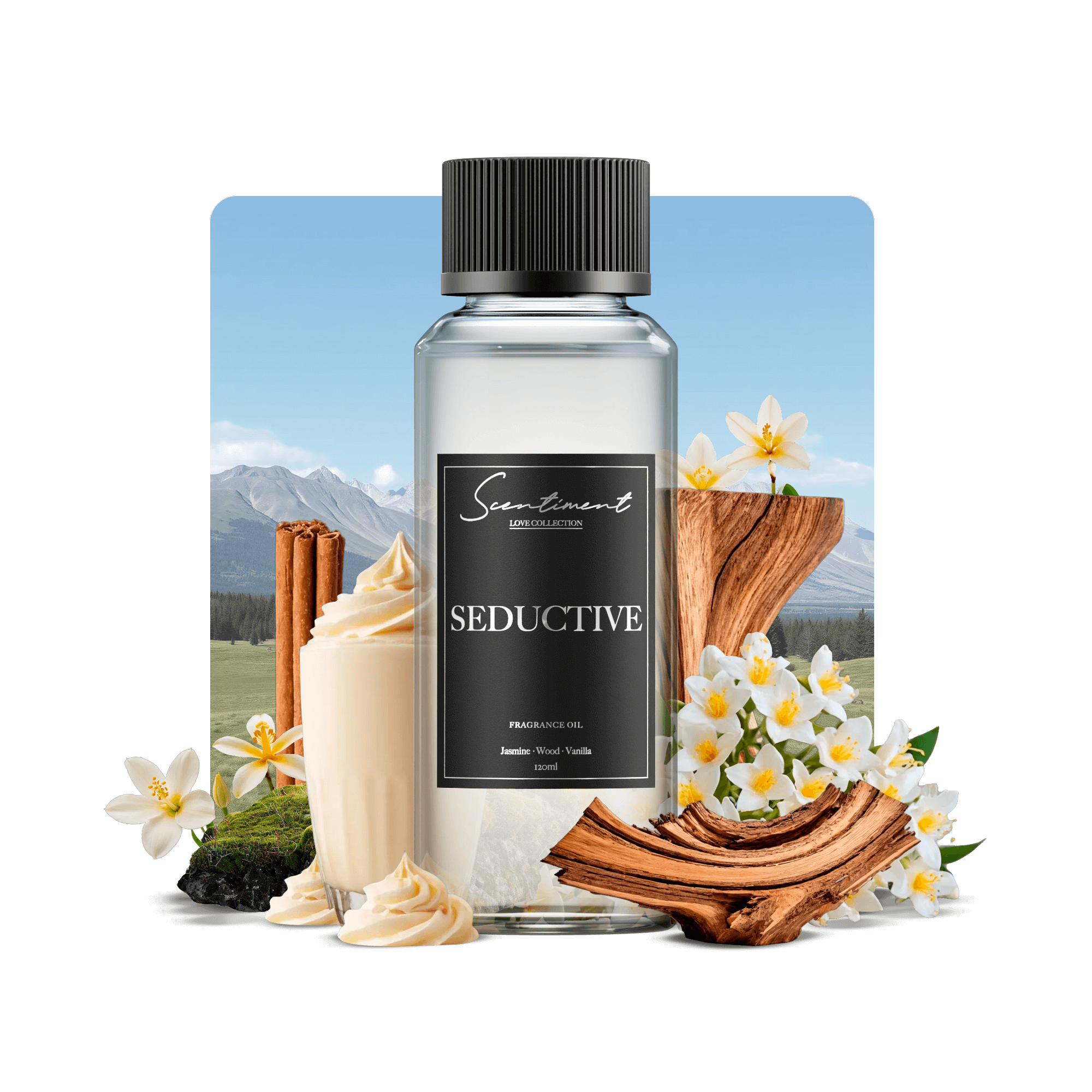 Seductive Fragrance Oil with notes of Jasmine, Wood, Vanilla