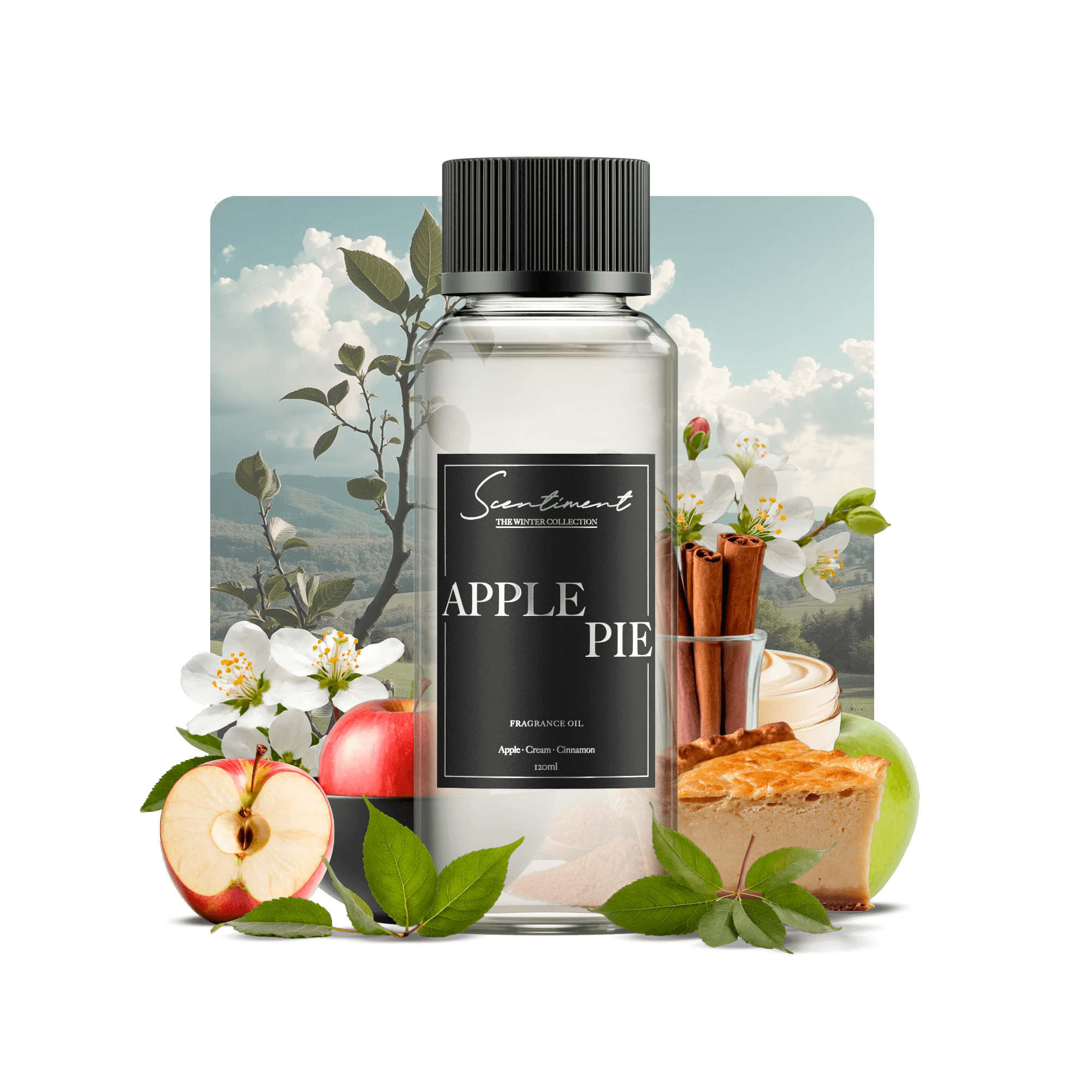 Apple Pie Fragrance Oil with notes of Apple, Cream, Cinnamon, Freshly baked crust